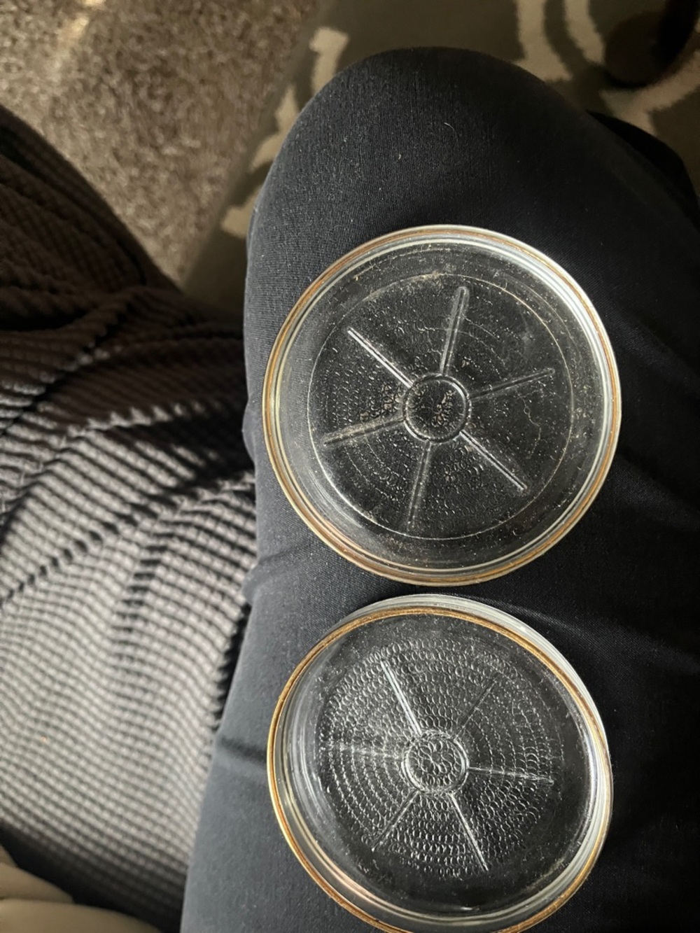 Clear Glass Round Coasters with Gold Rim - Set of 2